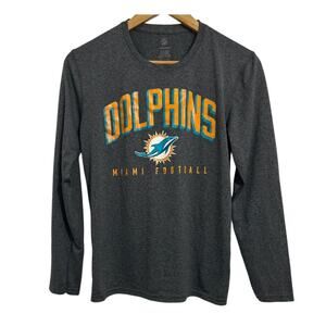 NFL Miami Dolphins Kids Dry Fit Long Sleeve Charcoal Gray Tee Shirt Large